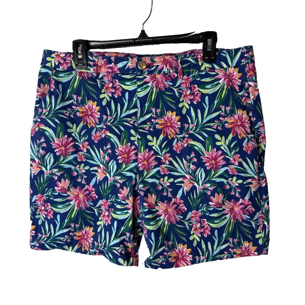 Stella Parker Shorts Size 14 Floral Tropical Side and Back Pockets Cotton Blend